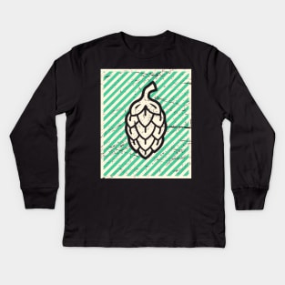 Vintage Craft Beer Hops Poster Kids Long Sleeve T-Shirt